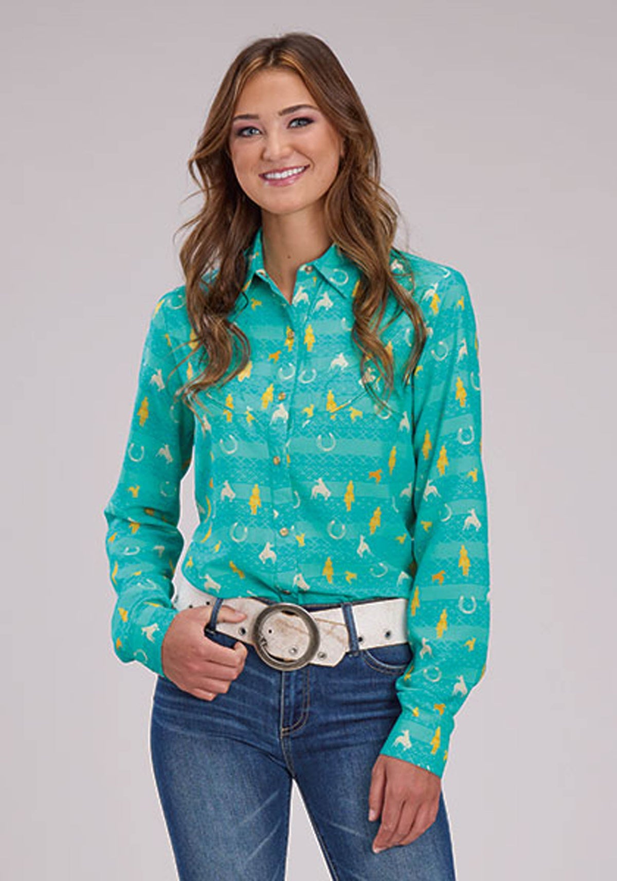 Roper Womens Vintage Aztec Print Western Blouse Long Sleeve Snap Western Shirt