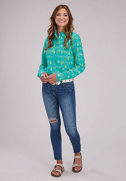 Roper Womens Vintage Aztec Print Western Blouse Long Sleeve Snap Western Shirt