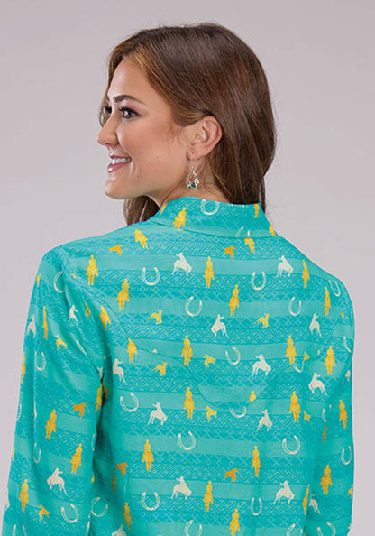 Roper Womens Vintage Aztec Print Western Blouse Long Sleeve Snap Western Shirt