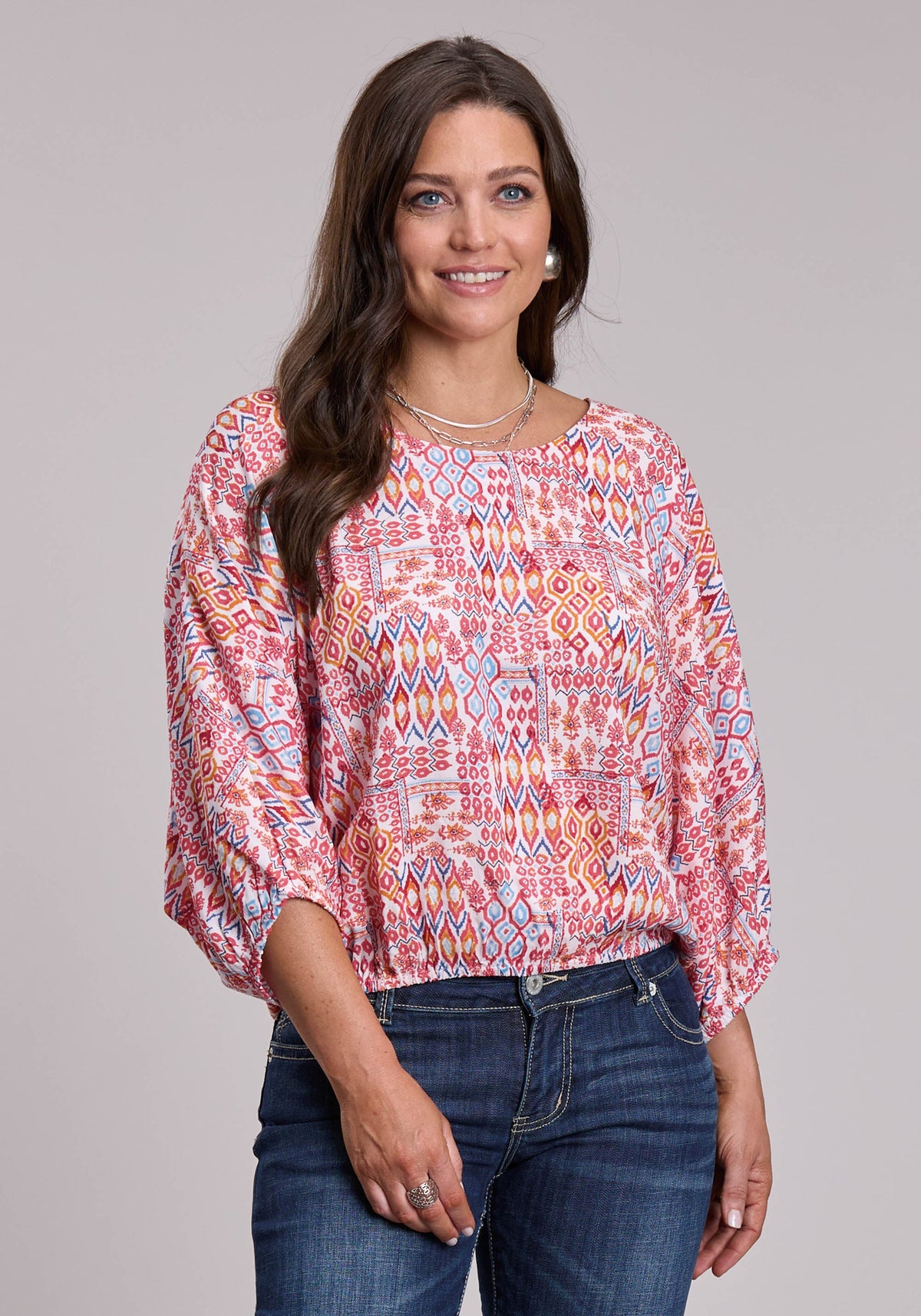 Roper Womens Roper Aztec Patchwork Long Sleeve Shirt