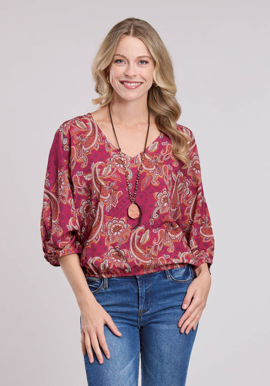 Roper Womens Long Sleeve Pullover Rasp Paisley Bandana Print Rayonr Western Shirt