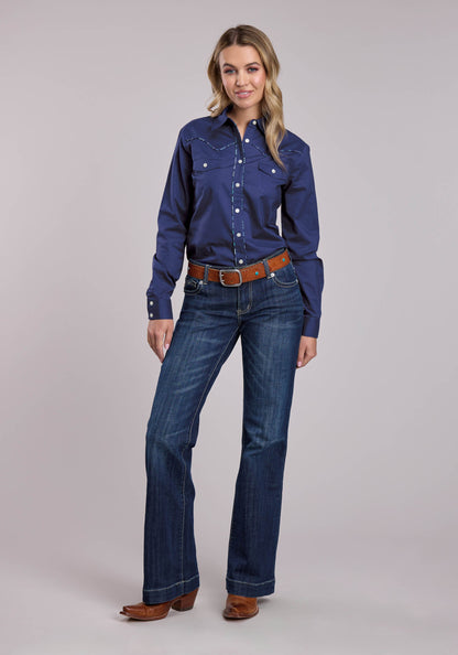Roper Womens Roper Solid Cotton Western Blouse