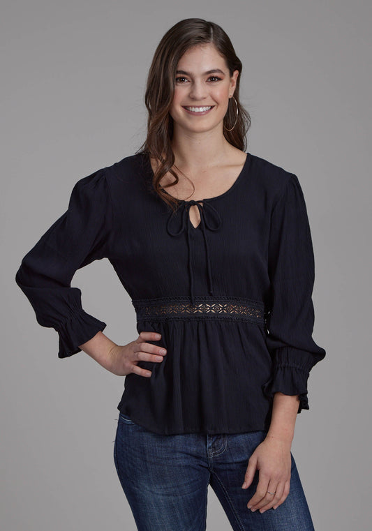 Roper Womens Rayon Crepe Long Sleeve Blouse Long Sleeve Pullover Western Shirt