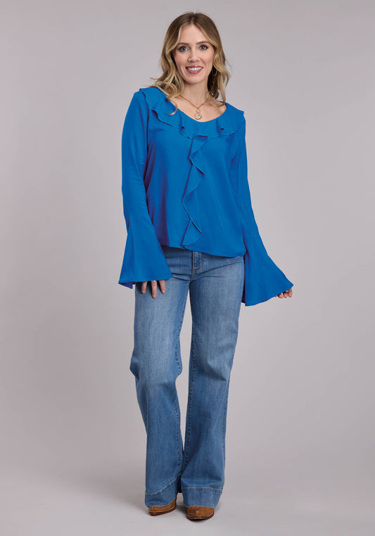 Roper Womens Roper Blue Rayon Western Blouse