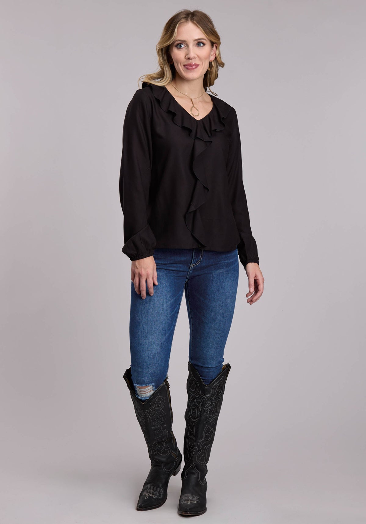 Roper Womens Roper Black Western Blouse