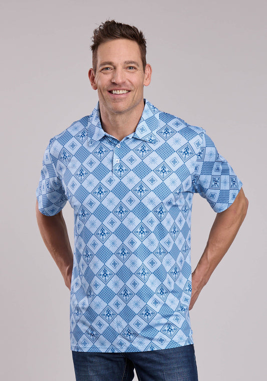 Roper Mens Roper Retro Diamonds Print Short Sleeve Shirt