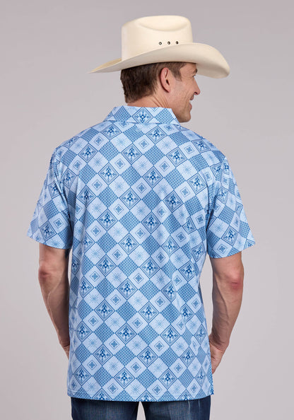 Roper Mens Roper Retro Diamonds Print Short Sleeve Shirt