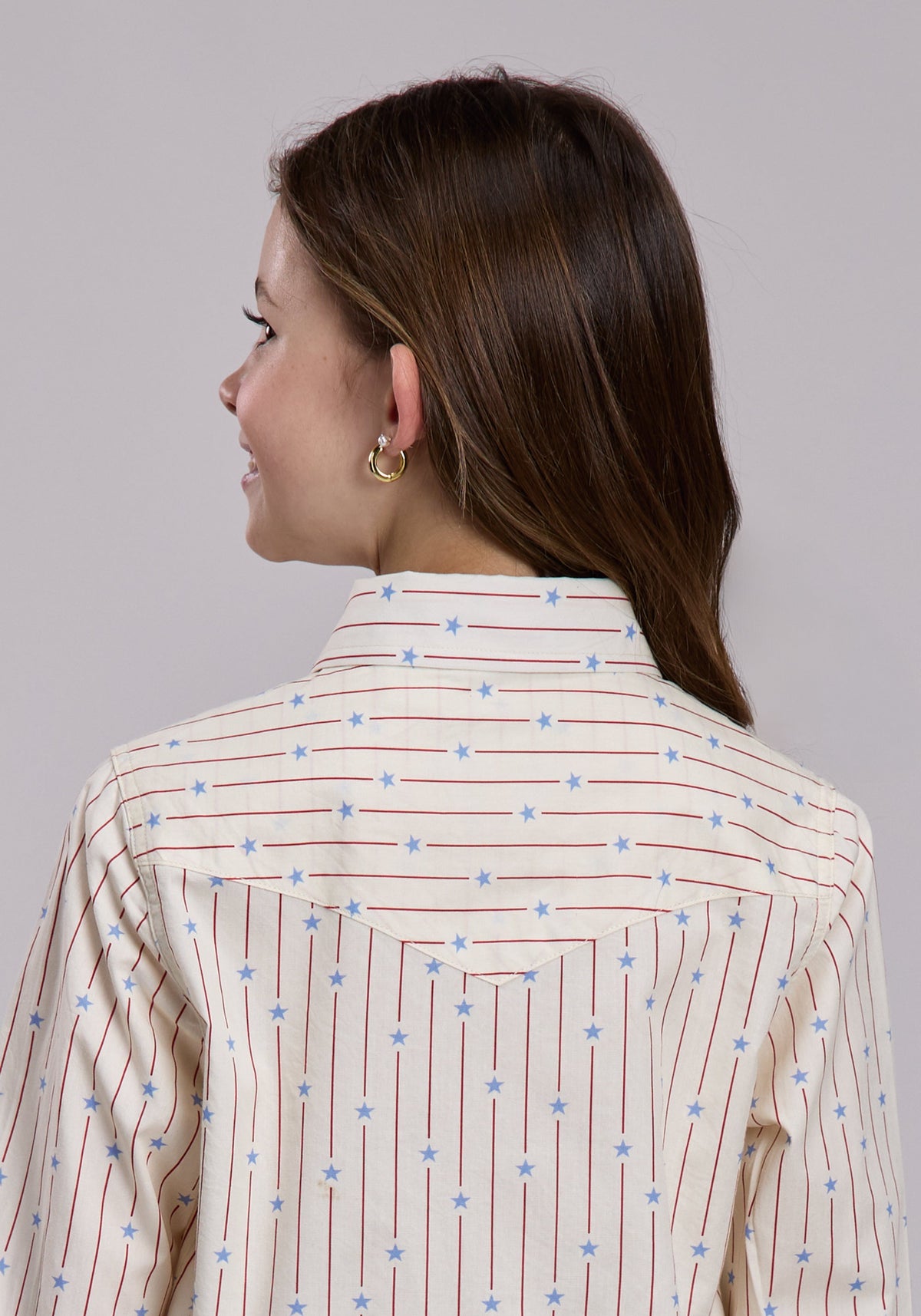 Roper Girls Roper Stars And Stripes Print Long Sleeve Shirt