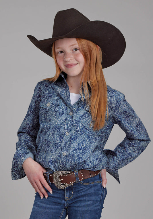 Roper Girls River Paisley Long Sleeve Button Western Shirt