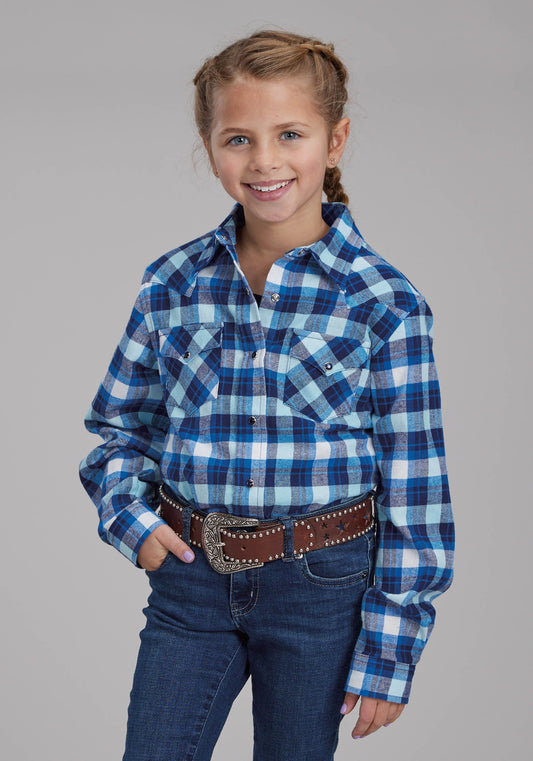 Roper Girls Unlined Flannel Shirt Long Sleeve Snap Western Shirt