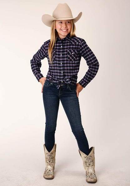 Roper Girls Long Sleeve Button Unlined Flannel Western Shirt