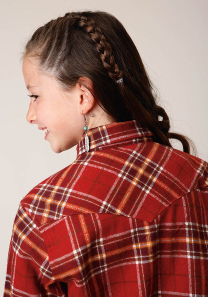 Roper Girls Long Sleeve Button Unlined Flannel Western Shirt