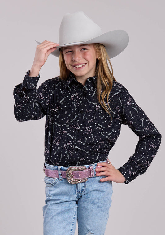 Roper Girls Roper Connstellations Printed Long Sleeve Shirt