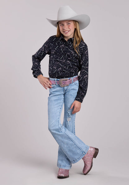 Roper Girls Roper Connstellations Printed Long Sleeve Shirt
