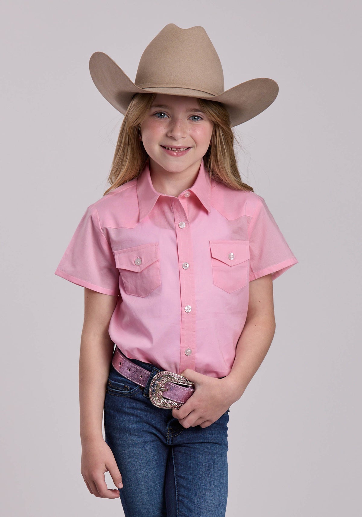 Roper Girls Roper Solid Cotton Western Blouse