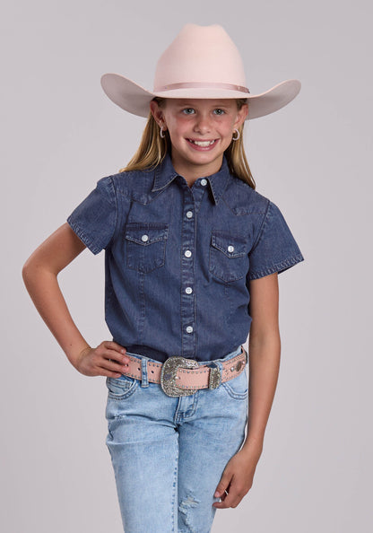 Roper Girls Roper Dark Blue Denim Western Blouse
