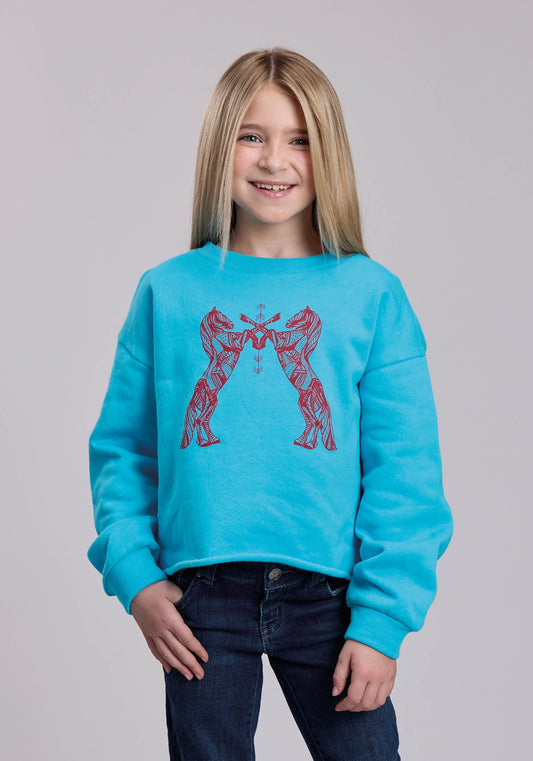 Roper Girls Roper Cotton Fleece Western Crew Neck Pullover Shirt