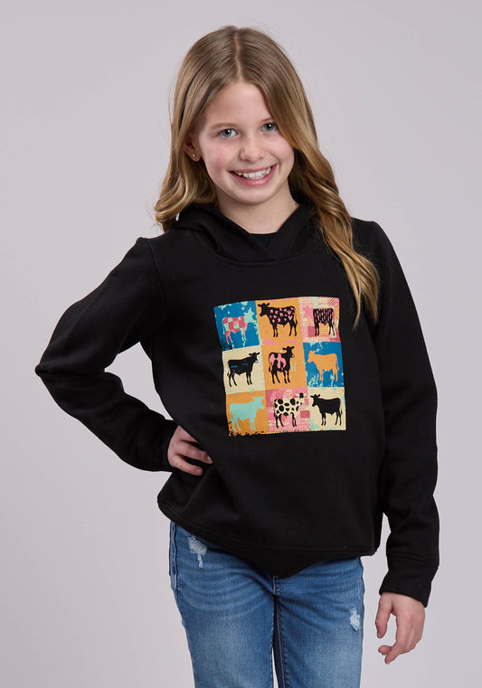 Roper Girls Long Sleeve Pullover Cotton Fleece Hooded Sweatshirt Western Shirt