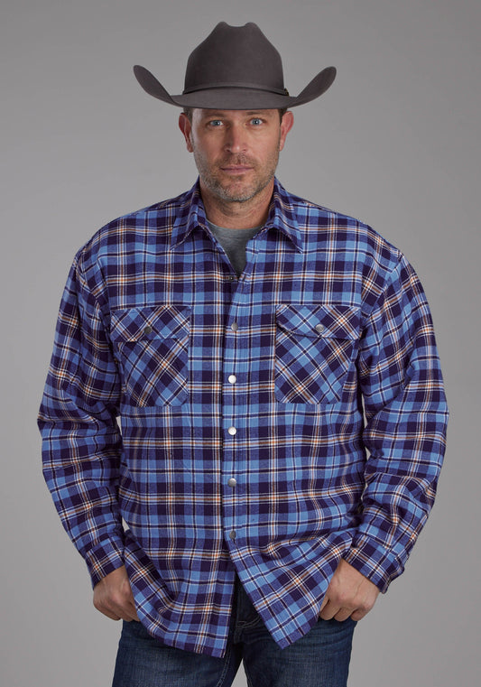 Roper Mens Sherpa Lined Flannel Shirt Snap Jacket