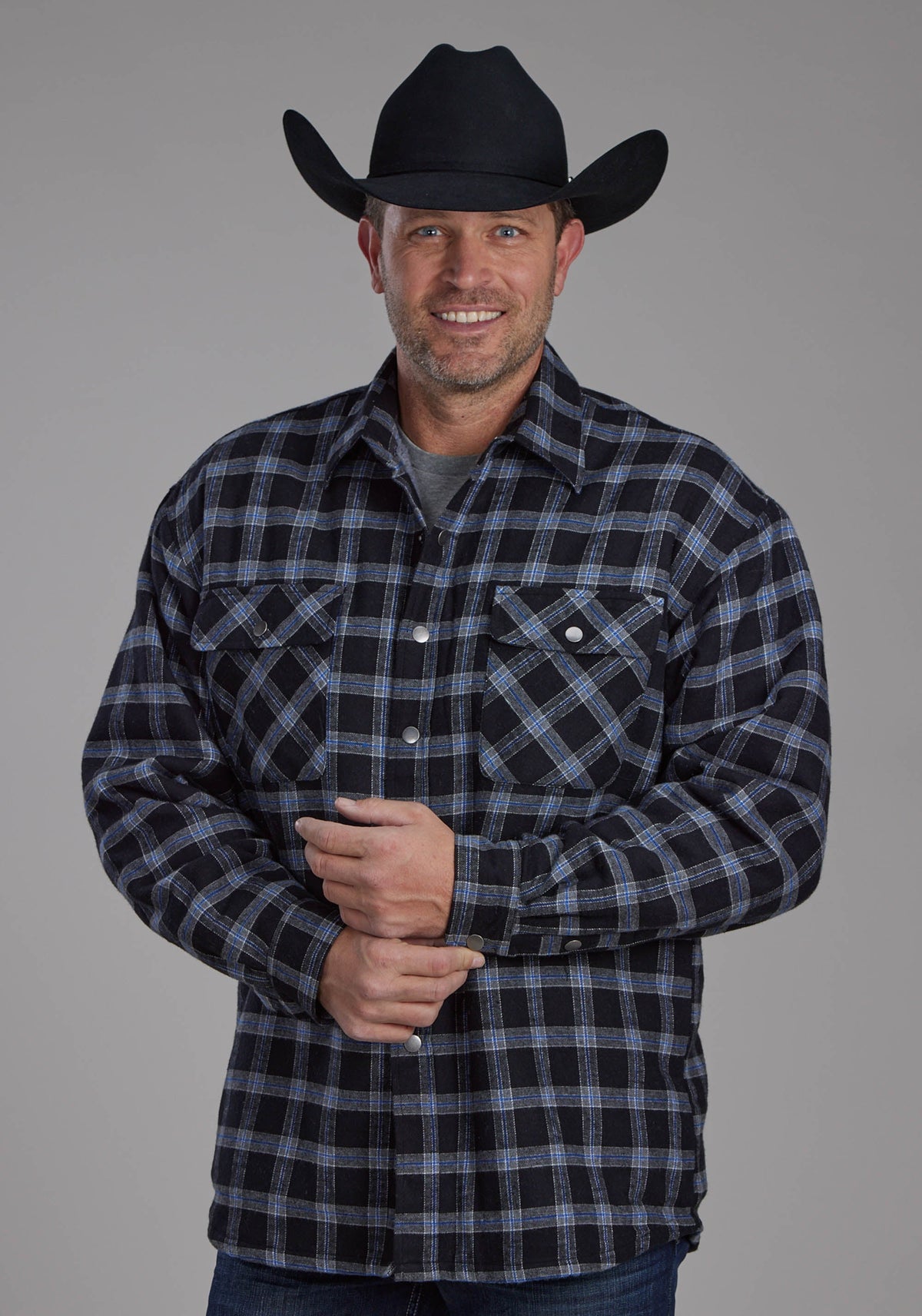 Roper Mens Sherpa Lined Flannel Shirt Snap Jacket