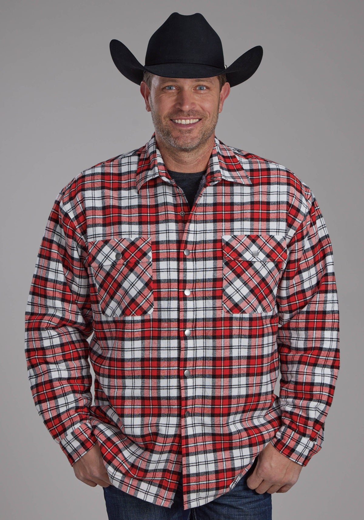Roper Mens Sherpa Lined Flannel Shirt Snap Jacket