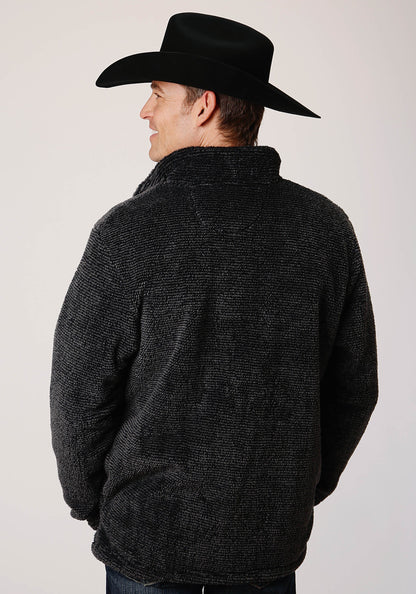 Roper Mens Gray Melange Fleece  3/4 Zip Pullover