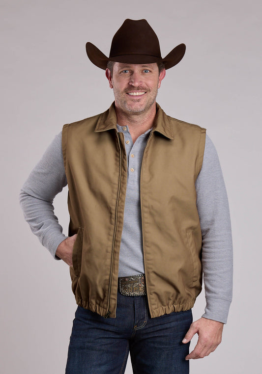 Roper Mens Vest Zipper Canvas Zip Front Western Vest