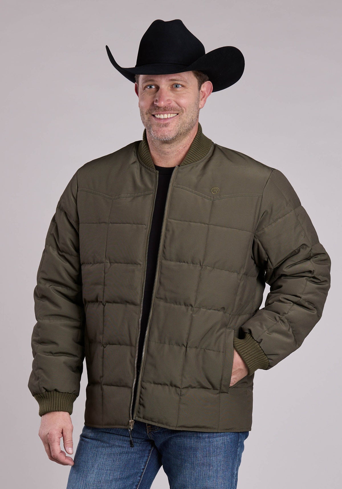 Roper Mens Jacket Zipper Performance Canvas Quilted Western Jacket