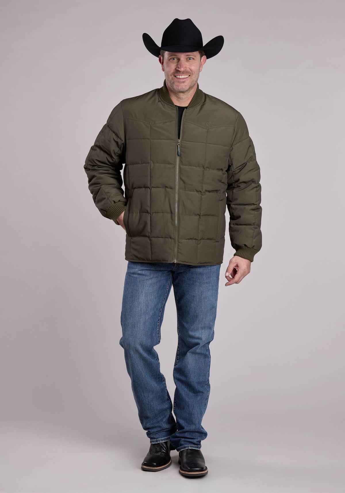 Roper Mens Jacket Zipper Performance Canvas Quilted Western Jacket