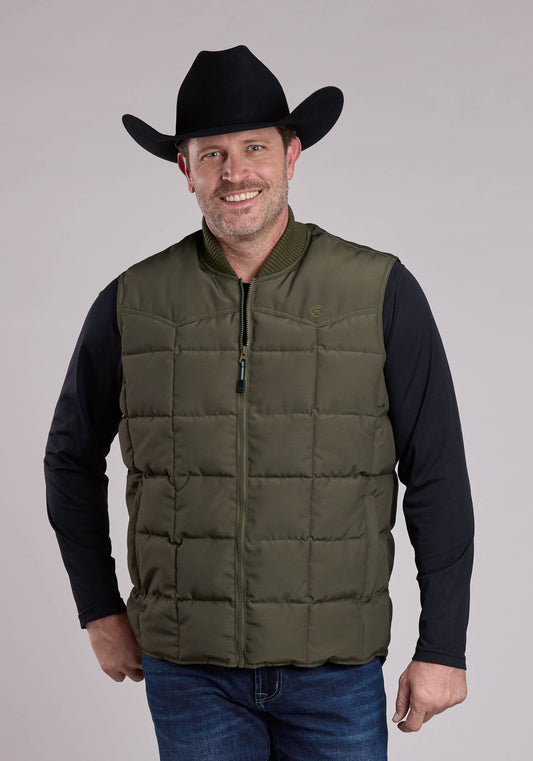 Roper Mens Vest Zipper Performance Canvas Quilted Western Vest