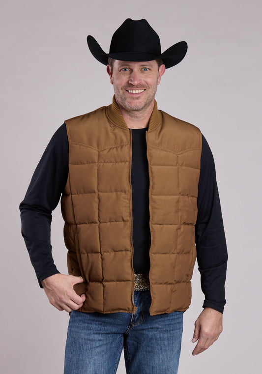 Roper Mens Vest Zipper Performance Canvas Quilted Jacket Western Vest
