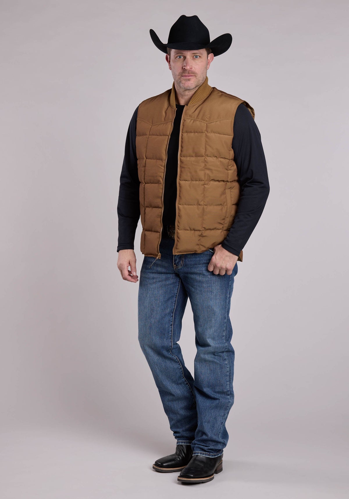 Roper Mens Vest Zipper Performance Canvas Quilted Jacket Western Vest