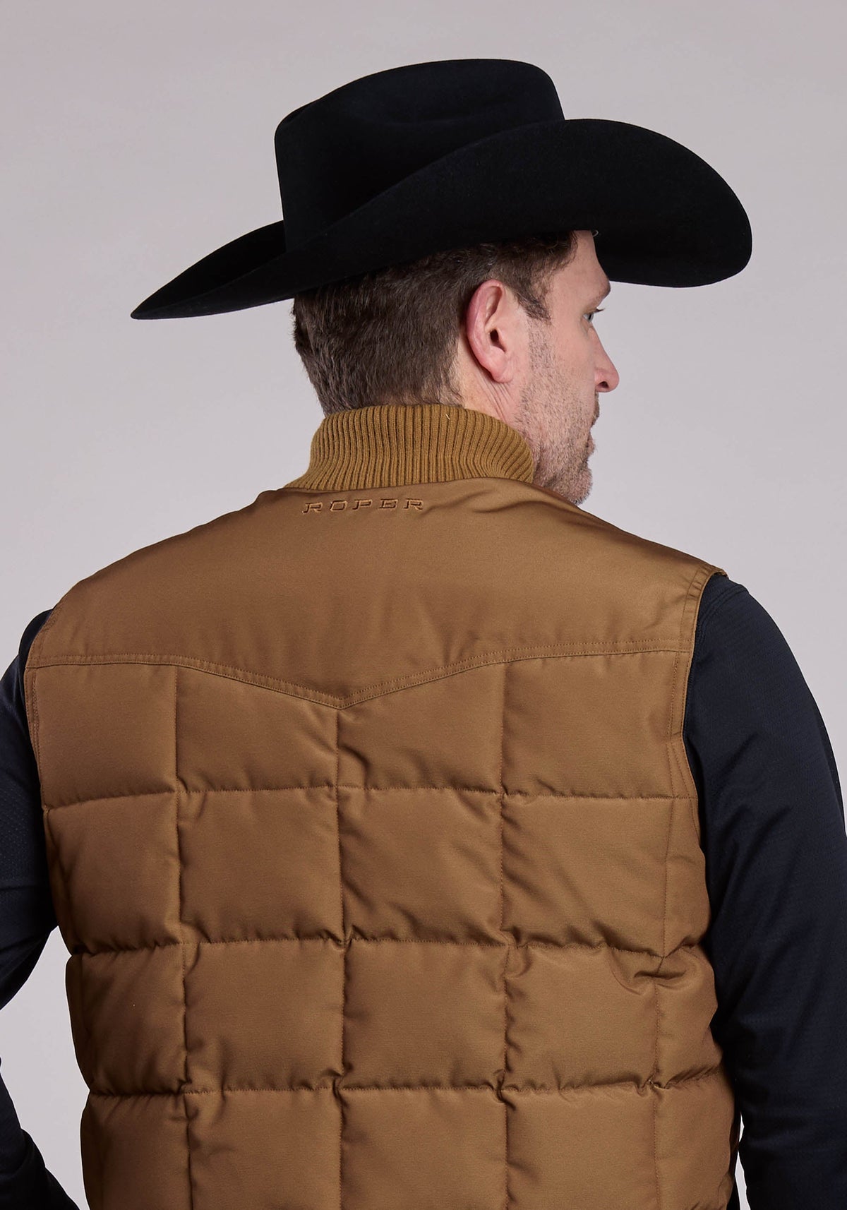 Roper Mens Vest Zipper Performance Canvas Quilted Jacket Western Vest