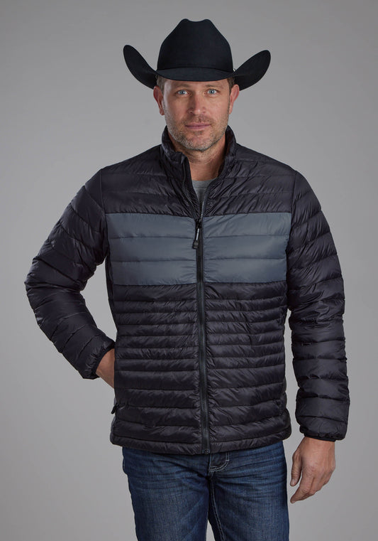 Roper Mens Black Nylon Down Zipper Jacket