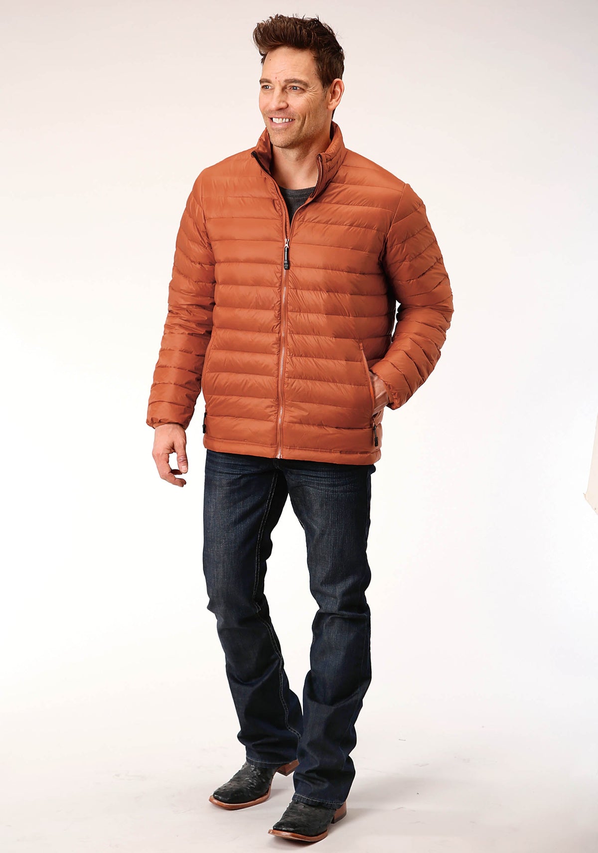 Roper Mens Down Proof Coated Jacket  Rust