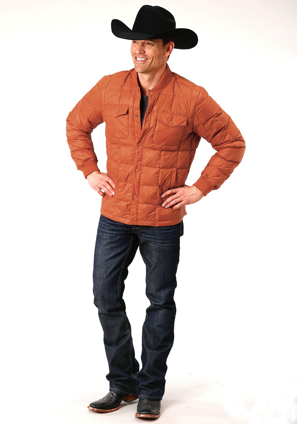 Roper Mens Down Proof Coated Jacket  Rust