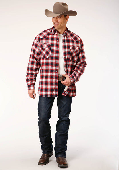Roper Mens Long Sleeve Tall Fit Snap Sherpa Lined Flannel Shirt Jacket