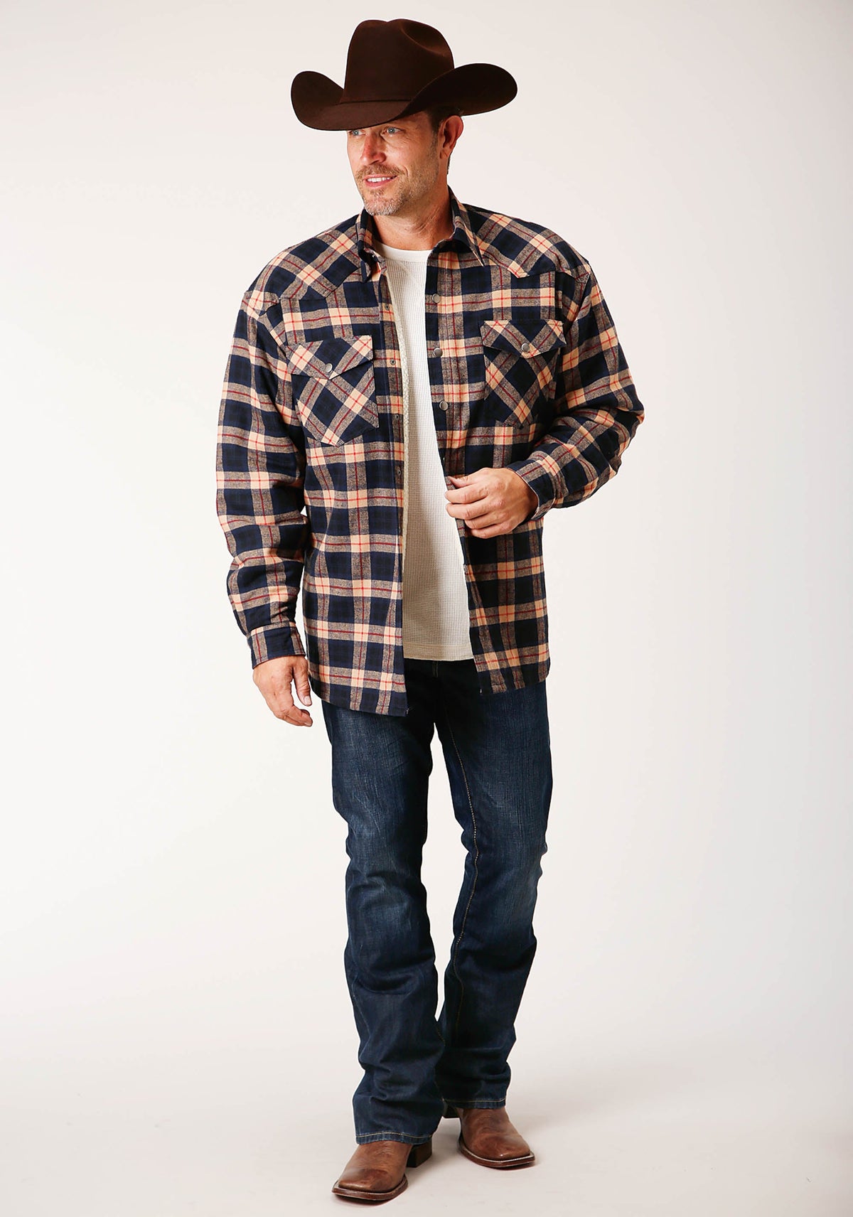 Roper Mens Long Sleeve Tall Fit Snap Sherpa Lined Flannel Shirt Jacket