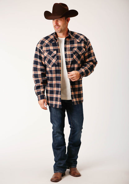 Roper Mens Long Sleeve Tall Fit Snap Sherpa Lined Flannel Shirt Jacket