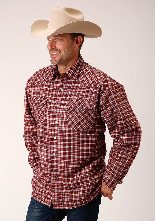 Roper Mens Long Sleeve Tall Fit Snap Sherpa Lined Flannel Shirt Jacket