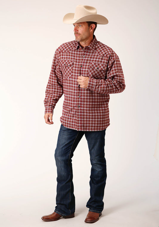 Roper Mens Long Sleeve Tall Fit Snap Sherpa Lined Flannel Shirt Jacket