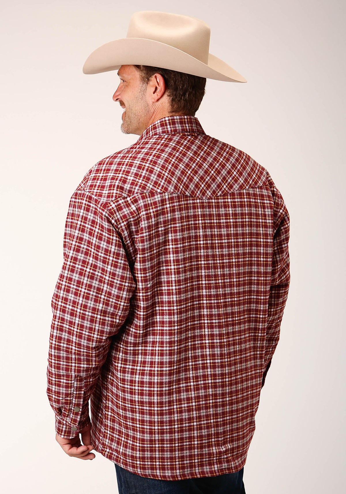 Roper Mens Long Sleeve Tall Fit Snap Sherpa Lined Flannel Shirt Jacket