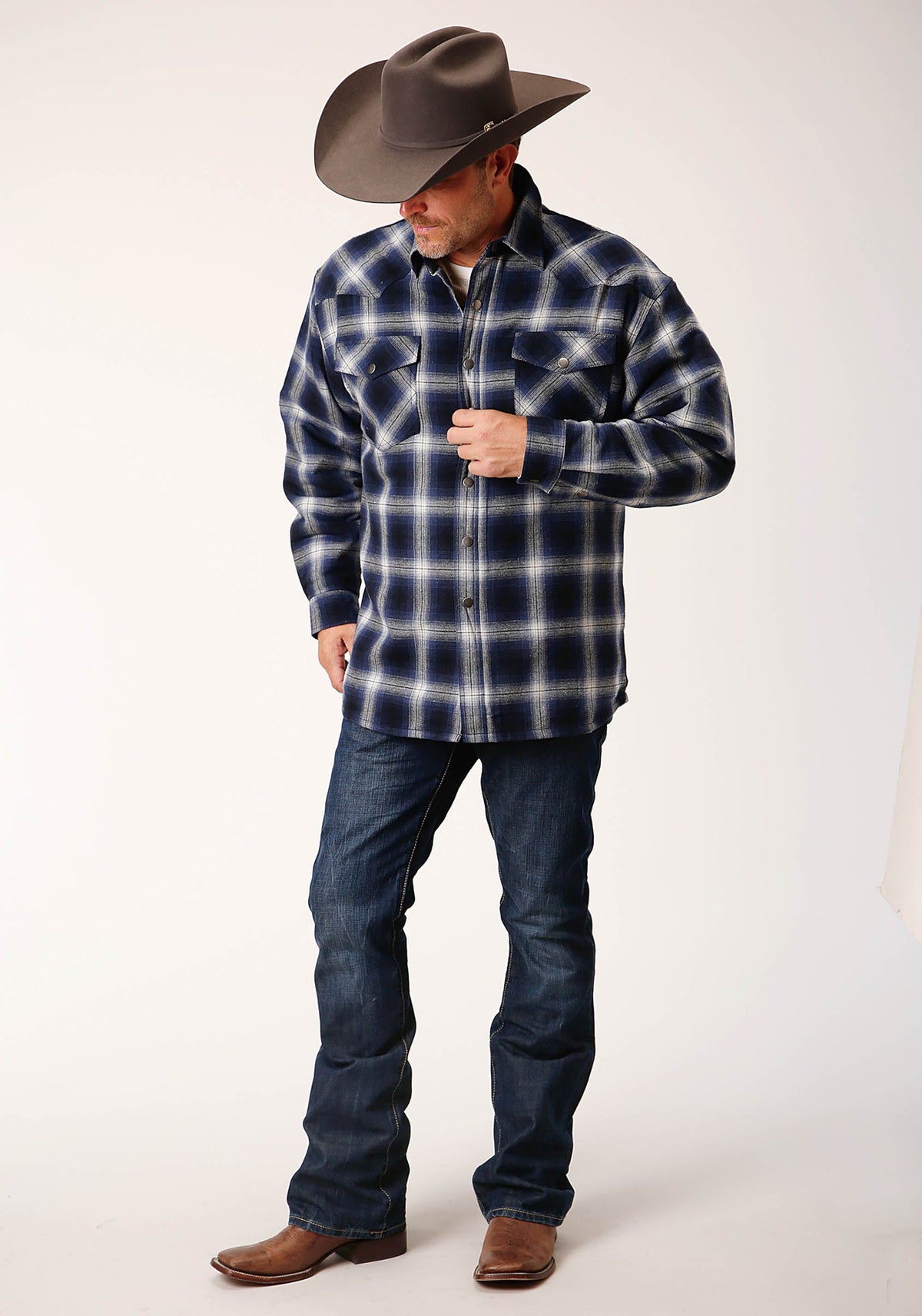 Roper Mens Long Sleeve Tall Fit Snap Sherpa Lined Flannel Shirt Jacket