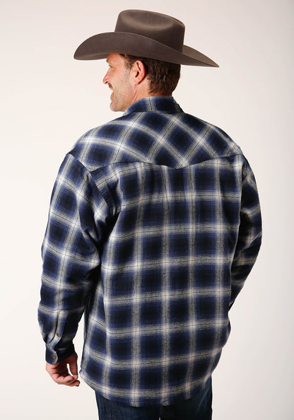 Roper Mens Long Sleeve Tall Fit Snap Sherpa Lined Flannel Shirt Jacket