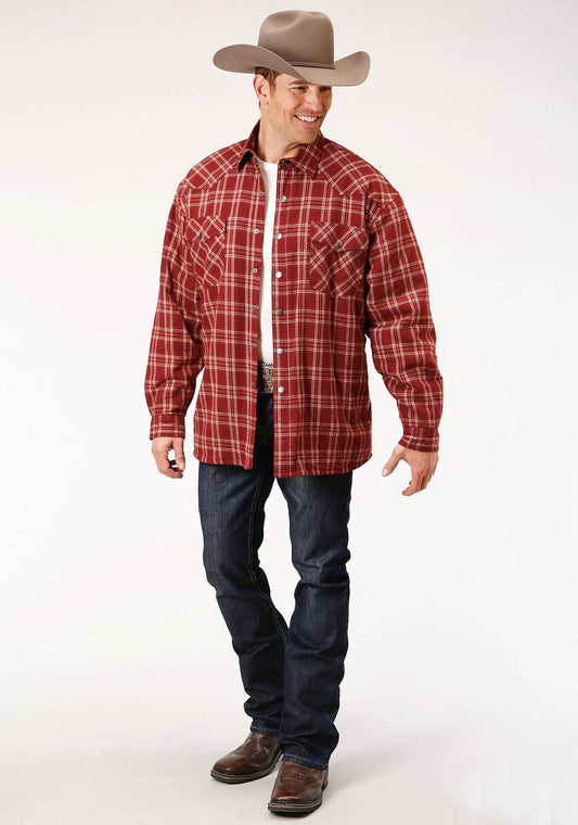 Roper Mens Long Sleeve Tall Fit Snap Sherpa Lined Flannel Shirt Jacket