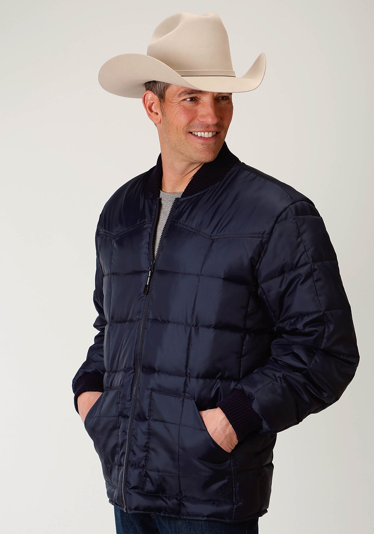 Roper Mens Navy Blue Poly-filled Jacket