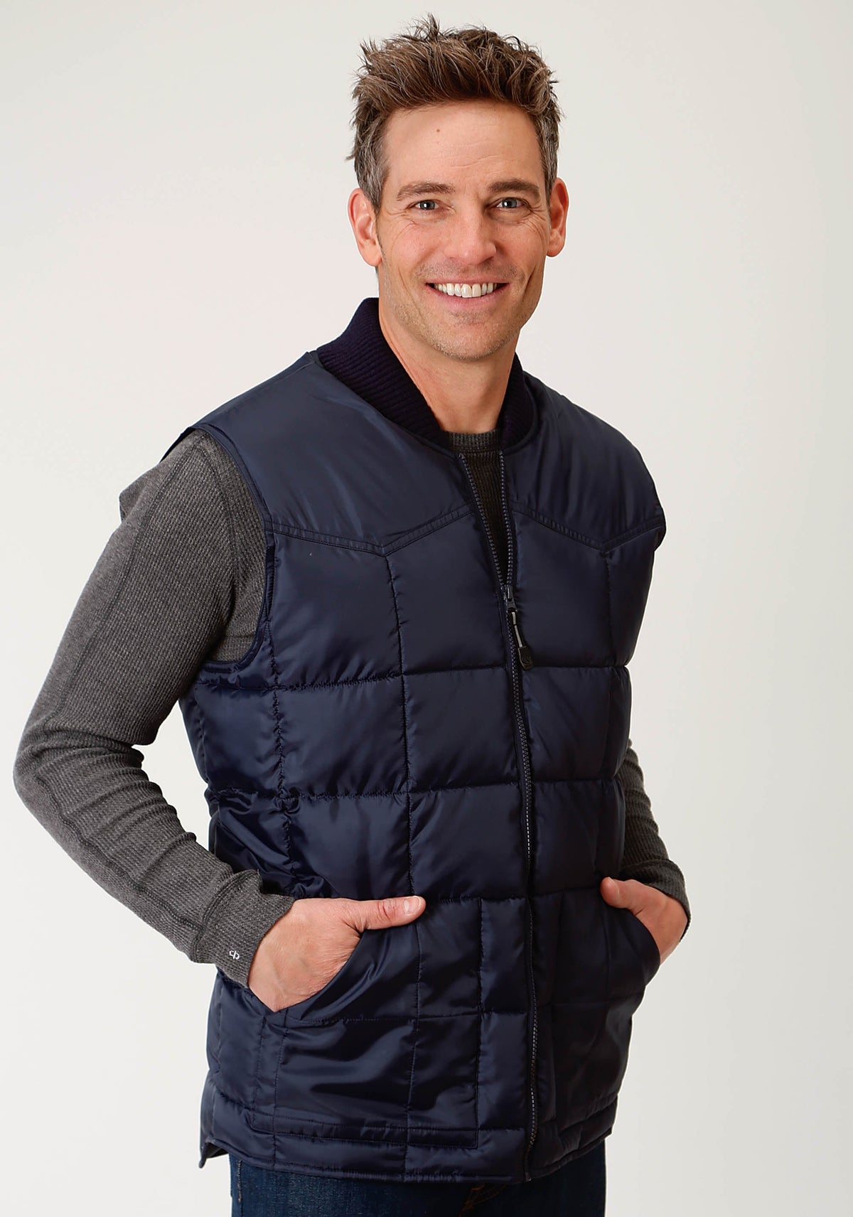 Roper Mens Navy Blue Poly-filled Vest