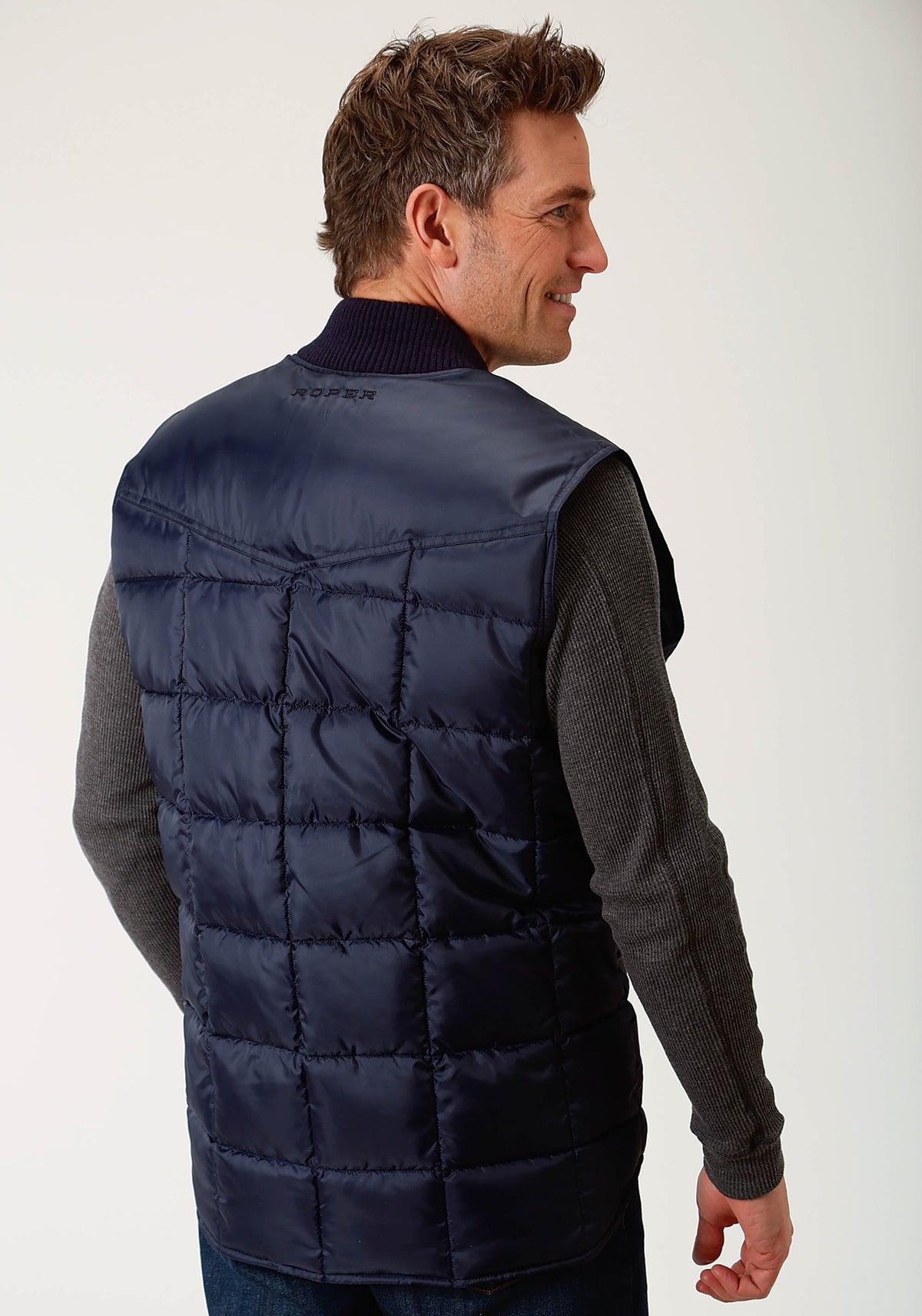 Roper Mens Navy Blue Poly-filled Vest