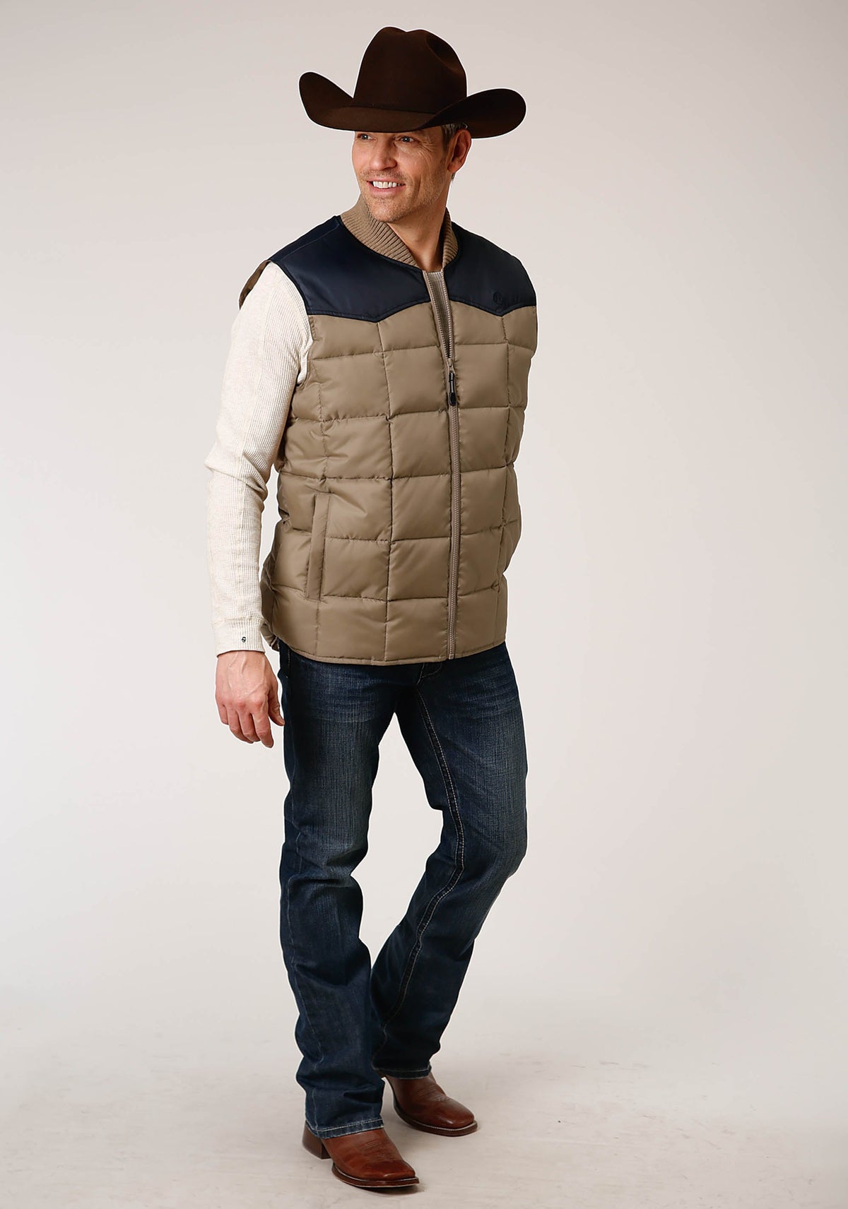 Roper Mens Quilted Poly With Poly Fill Vest