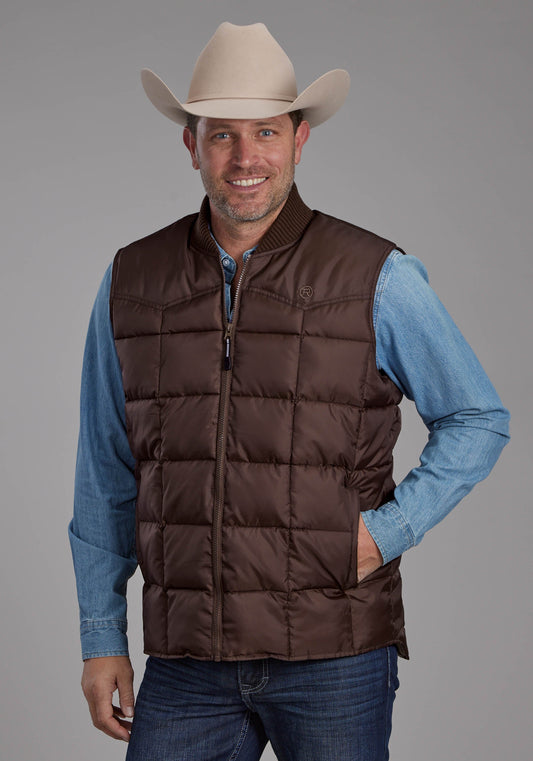 Roper Mens Chocolate Zipper Vest